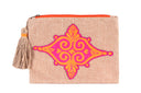 Geometrically Glamorous: Hand-Embroidered Appliqué Linen Clutch