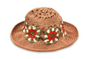 Burlap Hat with Crocheted Flowers