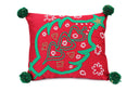 Classic Holiday Hue with a touch of Gold : Embroidered Cushion