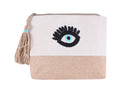 Hand-Embroidered Linen EYE Pouch