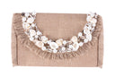 Oceanic Opulence: Shell and Pearl Envelope Linen Clutch