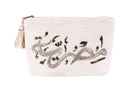 "Misriya" - Hand-Beaded Linen Pouch in White