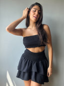 Layered Elastic Mini Skirt