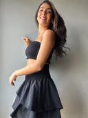 Layered Elastic Mini Skirt