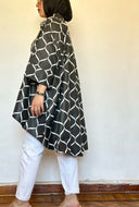 High-low Black & White Cotton Shirt