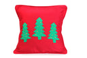 Hand-Embroidered Christmas Trees Cushion with a touch of Gold