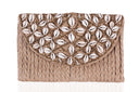 "Seashell Serenity" - Hand Beaded Jute Clutch