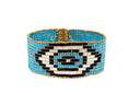 "Midnight Gaze Hand-Beaded Bracelet"