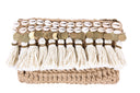 Tasseled Treasure: Sea Shell Clutch with Pom Coins