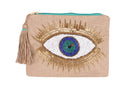 "Hand-Beaded Sunny Eye Clutch"