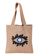 The Burlap Eye Tote Bag with a Touch of Shine