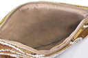 "Hand-Beaded in Circles Clutch" in Gold