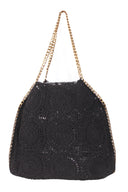Hand-Crocheted Shoulder Bag Gold Trims