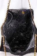 Hand-Crocheted Shoulder Bag Gold Trims