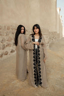 “Eternal Lotus” Hand-Embroidered Kaftan in Black