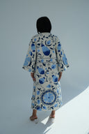 Blue Blossom Hand-Embroidered Kimono