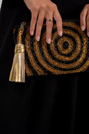 Hand-Beaded Infinity Clutch in Black - A Sparkling Jewel in your accessory collection