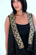 Golden Dunes Vest Hand-Beaded in Black