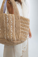 Burlap Beauty: The Perfect Beach Tote in White (Large)