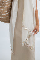 Linen Scarf with Dangling Shells