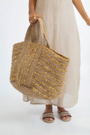 Sandsational Style: The Burlap Sequined Beach Bag (Large)