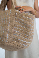 Sandsational Style: The Burlap Sequined Beach Bag (Large)