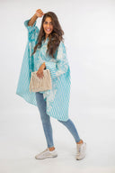 High-Low Cotton Shirt in Turquoise