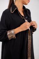 Bronze Glamour: The Sequined Shirt Dress