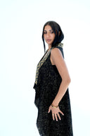 Golden Dunes Vest Hand-Beaded in Black