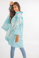 High-Low Cotton Shirt in Turquoise