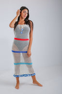 "Colorful Delight: Crochet Cover-Up with Colored Stripes"
