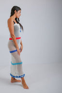 "Colorful Delight: Crochet Cover-Up with Colored Stripes"
