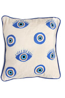 "Elevate Your Comfort: Hand Weaved KAF & Eyes Cushion in blue"