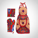 Set of Khayameya apron, pot holder  and oven mitt