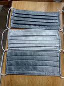 Shades of grey striped mask for adults.  - Our masks are composed of 3 layers including a filter and a nose support.