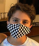 V-shaped Checkered Mask with 2 layers fabric + a filter in the middle