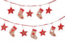 Christmas Decoration Banner with dangling embroidered stockings & stars (5 meters)