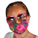 FLORAL MASKS WITH ELASTIC BANDS IN PURPLE NOTE: COLORS WILL VARY DEPENDING ON THE MATERIAL AVAILABLE. - OUR MASKS ARE COMPOSED OF 3 LAYERS INCLUDING A FILTER AND A NOSE SUPPORT.