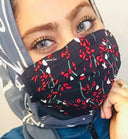 NAVY BLUE FLORAL - MASKS ARE COMPOSED OF 3 LAYERS INCLUDING A FILTER AND A NOSE SUPPORT