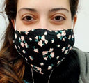 V-SHAPED FLORAL IN BLACK MASK FOR ADULTS, WITH 2 LAYERS FABRIC + A FILTER IN THE MIDDLE