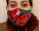 قناع الأزهار على شكل حرف V باللون الأرجواني مع 2 طبقات النسيج + مرشح في الوسط