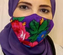 قناع الأزهار على شكل حرف V باللون الأرجواني مع 2 طبقات النسيج + مرشح في الوسط
