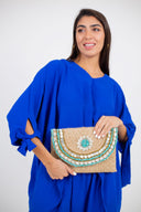 Seaside Chic: Hand-weaved Fairouz Stone and Shell Envelope Clutch