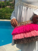 It's raining tassels! Fun and playful colorful cross bag with three color