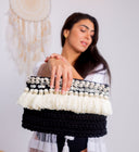 Tasseled Treasure: Sea Shell Clutch with Pom Coins