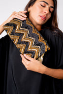 Black and Gold Symphony: Hand-beaded Clutch - An Elegant Accessory that Rocks like a Classic