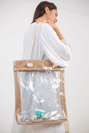 Shelled Elegance: Clear Burlap Shoulder Bag